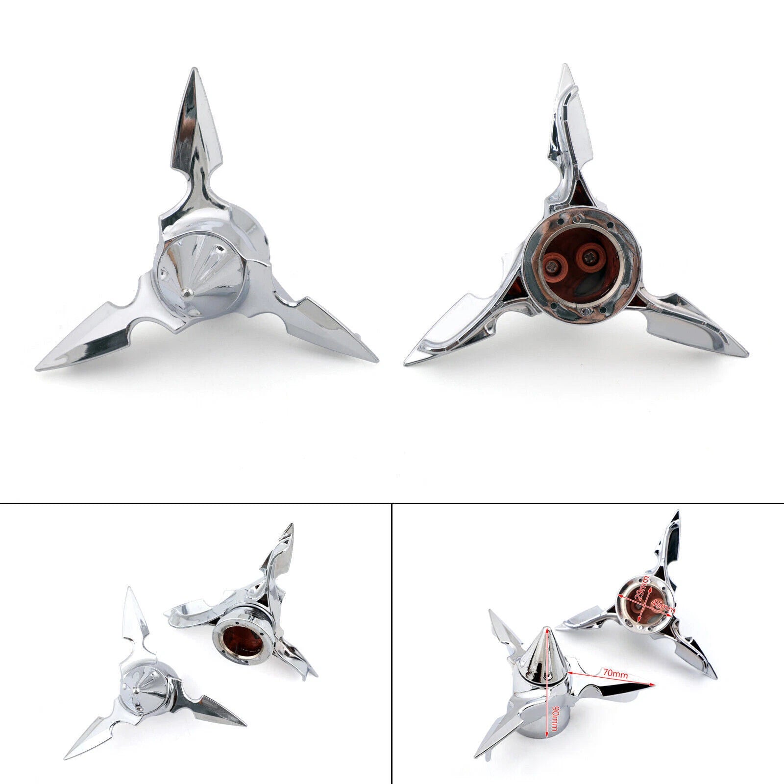Chrome Spun Blade Front Axle Cap Nut Cover for Harley Softail Touring (GB T9)