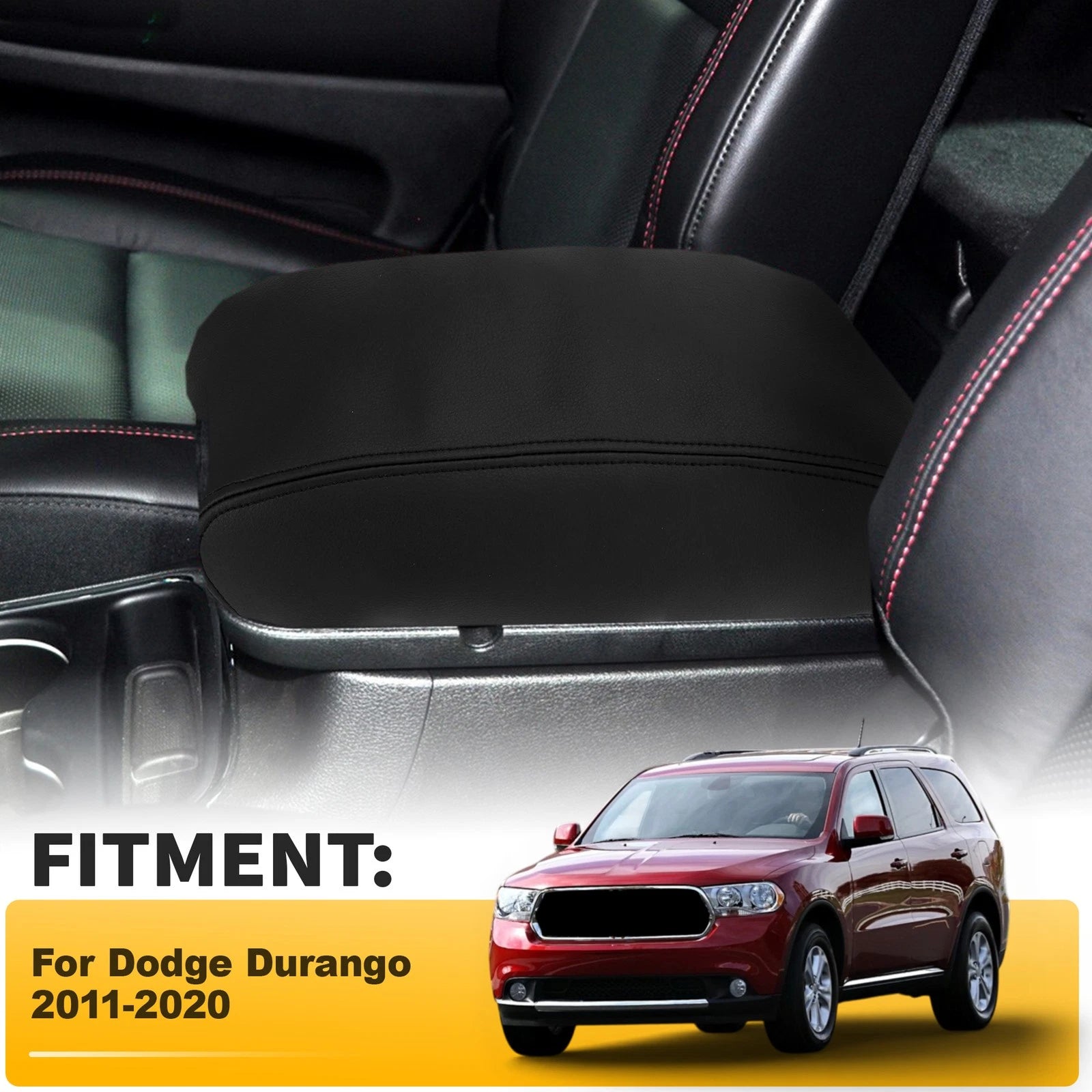 Car Leather Center Console Lid Armrest Cover Replacement for Dodge Durango (2011–2020)