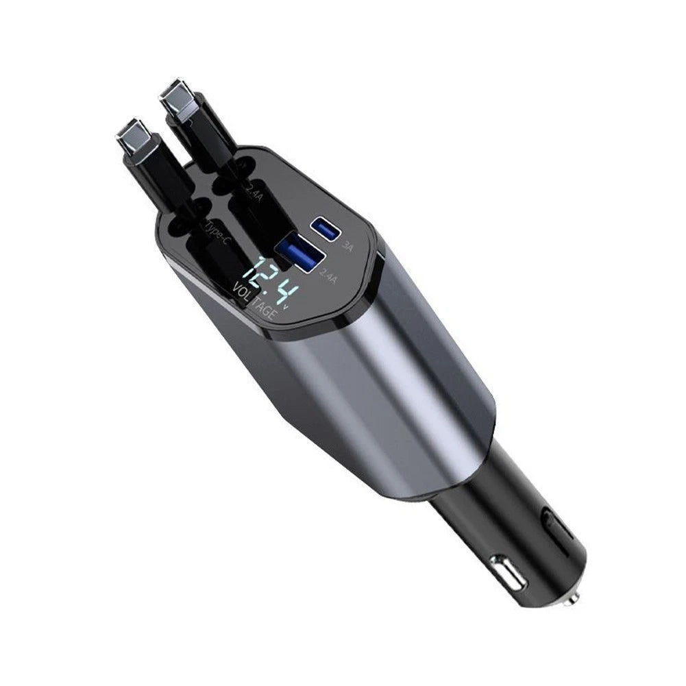 Retractable Dual Port Car Phone Charger for Universal Use (2010–2023)