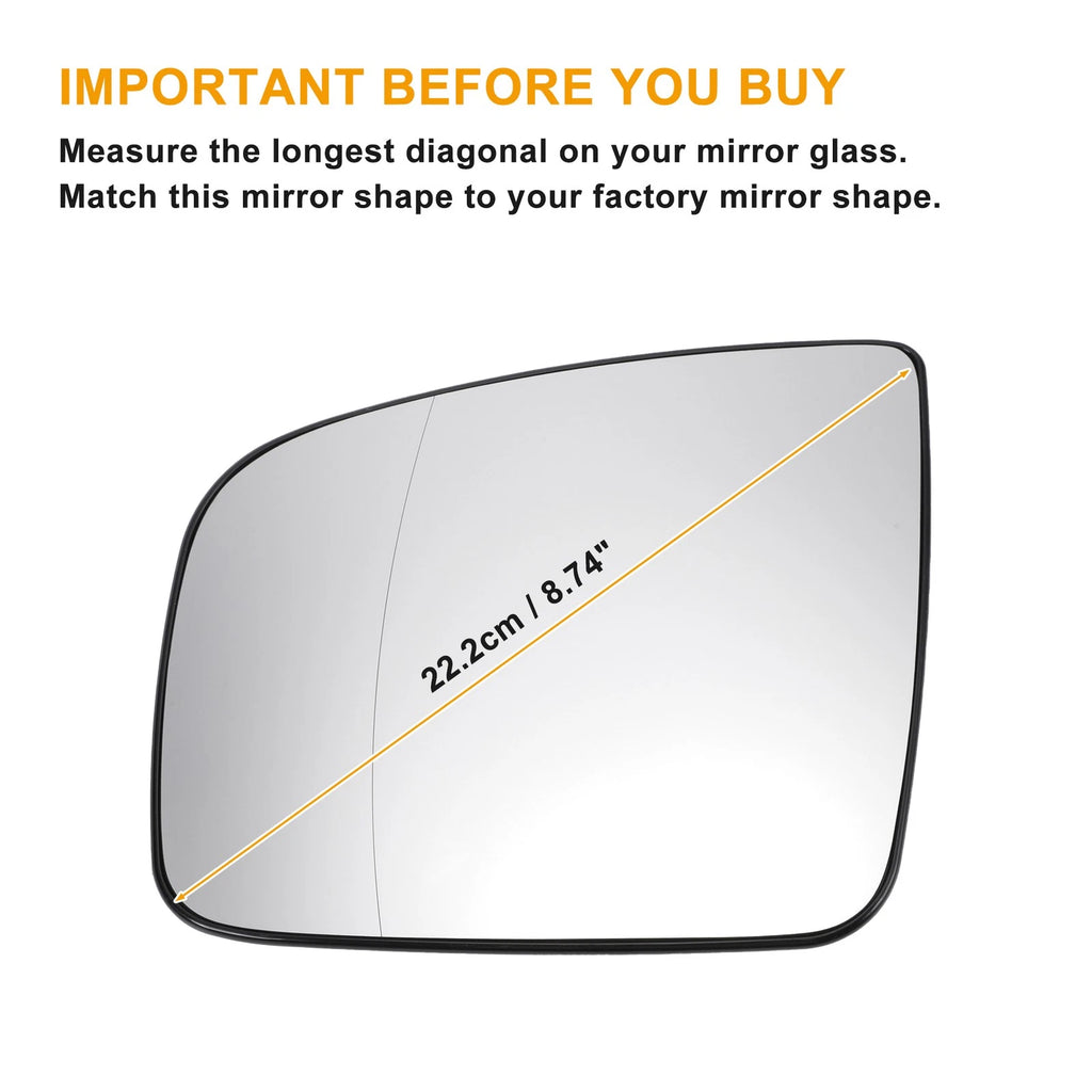 Left Side Mirror Glass with Heated Back for Mercedes Viano (2010–2020)