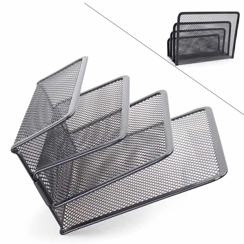 Black Mesh File Storage Rack Organizer for Office Desktop
