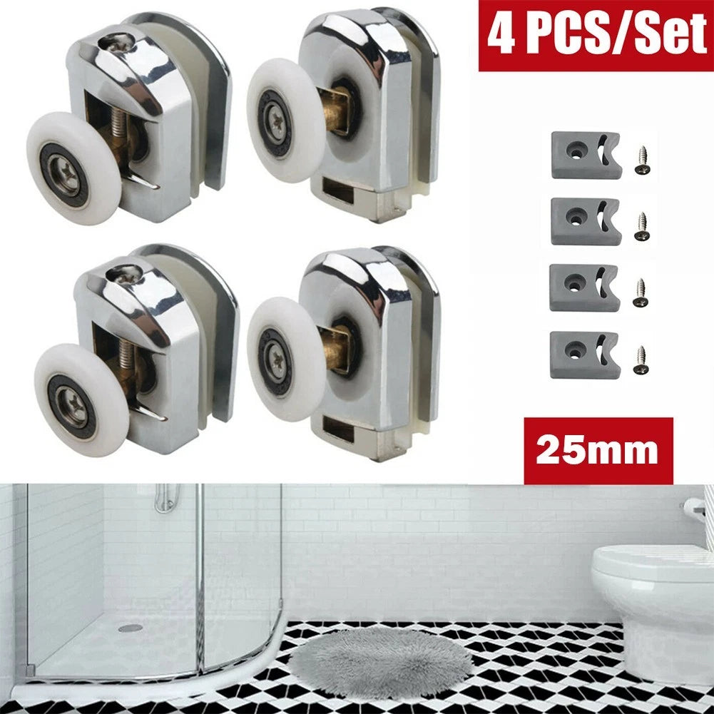4X Zinc Alloy Shower Door Rollers for Home Tool (25mm Wheel)