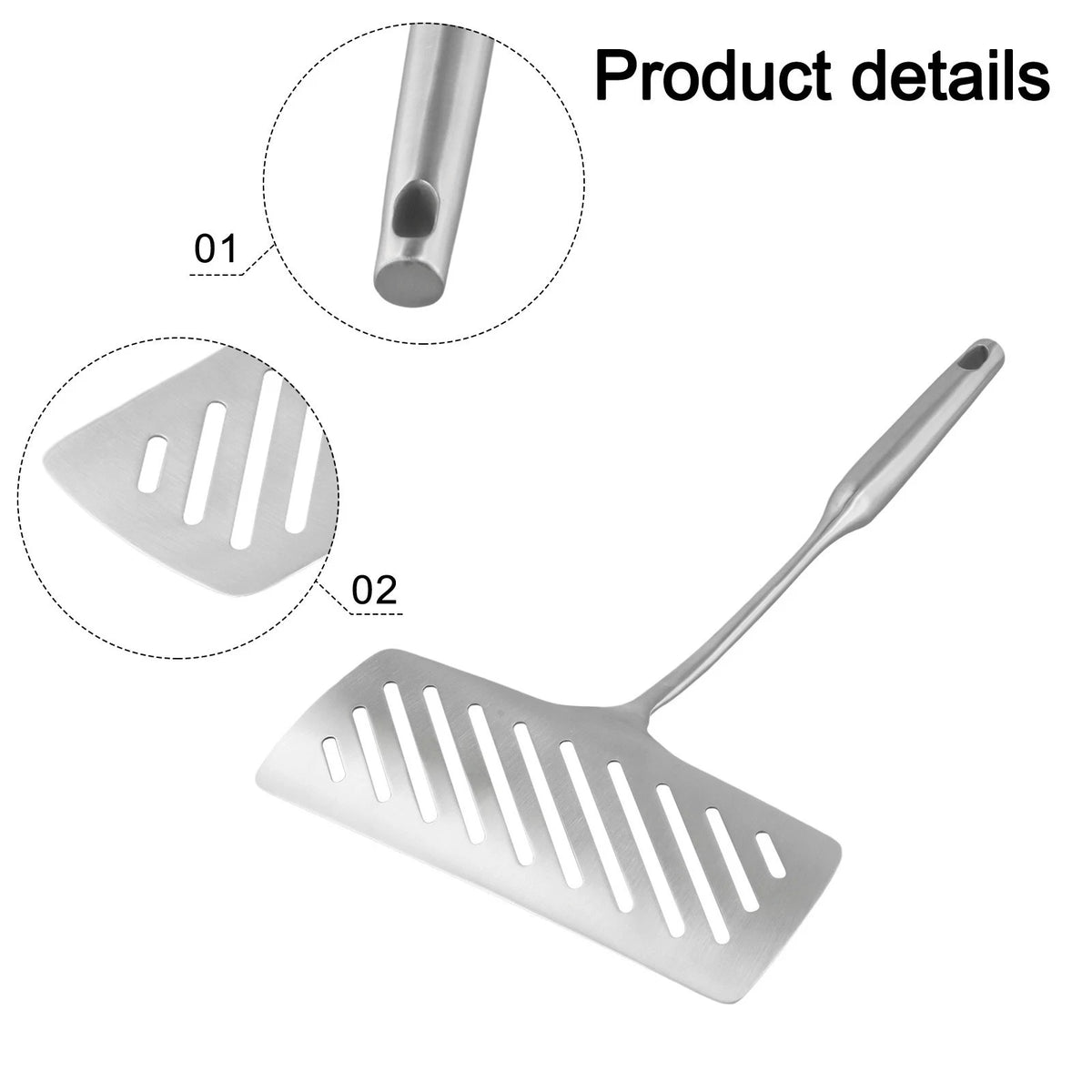 304 Stainless Steel Fish Spatula with Heat Insulation Feature