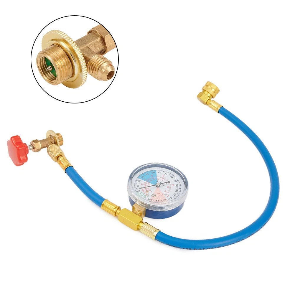 Practical R134A AC Car Air Conditioning Measuring Hose Gauge with Knob Handle