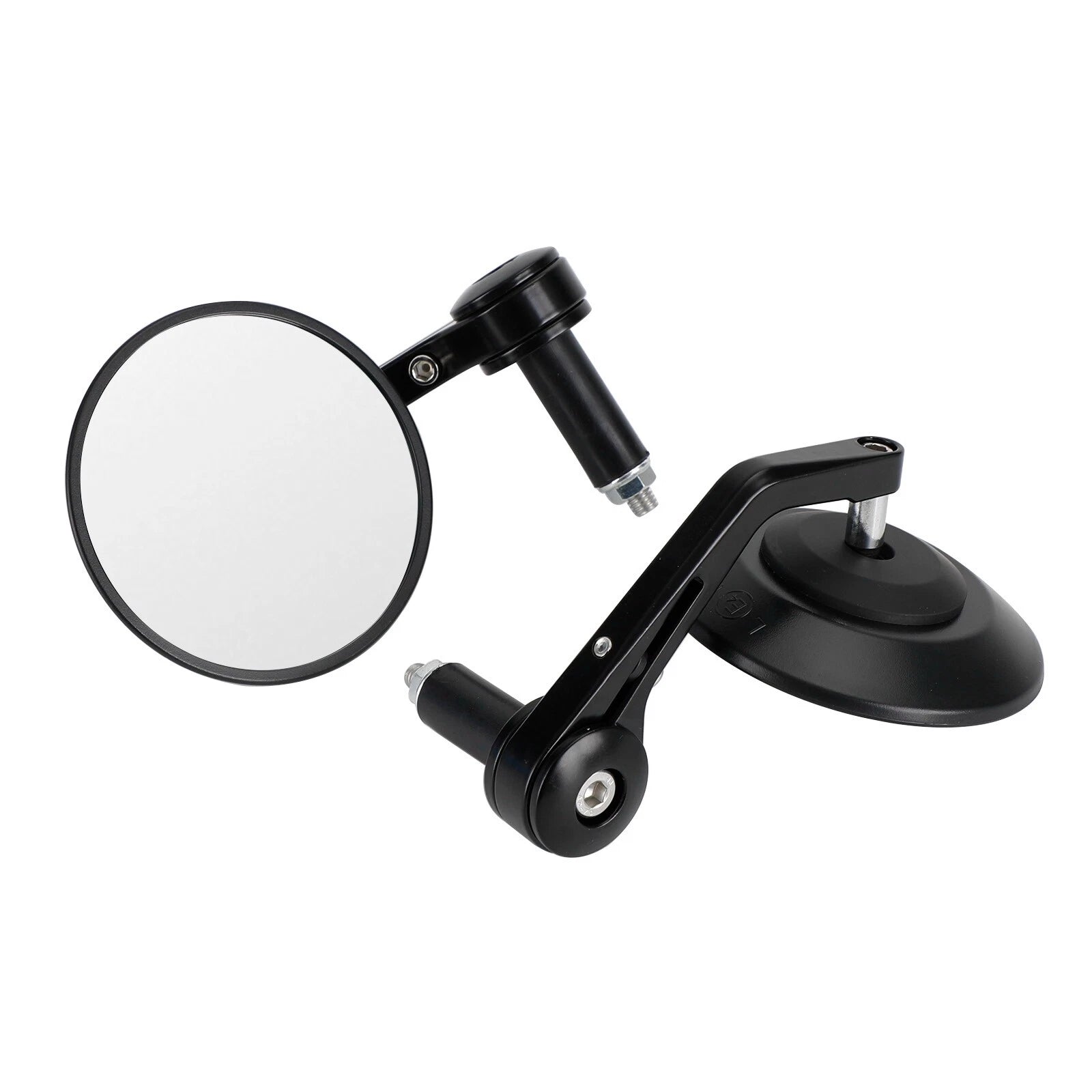 Handlebar End Mirrors for Custom Motorcycles (22mm 7/8") - Anti Glare Black Billet