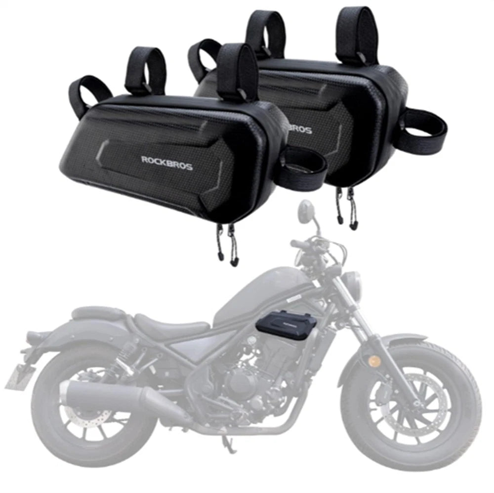 2x ROCKBROS Motorcycle Side Frame Bag Hard Shell Tool Storage Package Bags 1.5L
