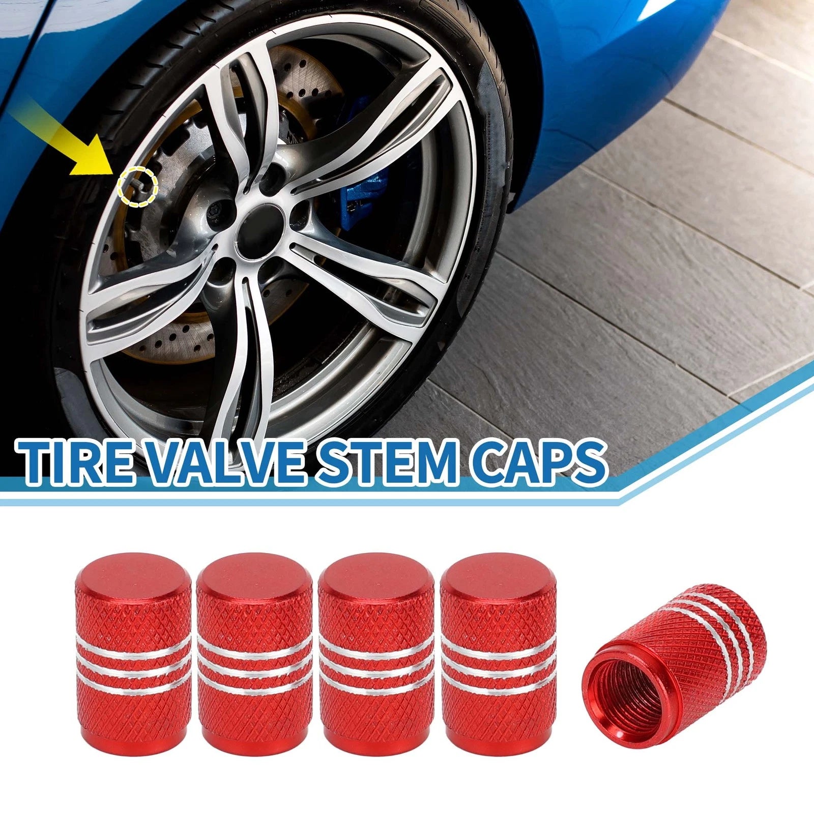 Tire Valve Stem Caps 16mm Replacement for Car SUV Bike RV (5 Pack)