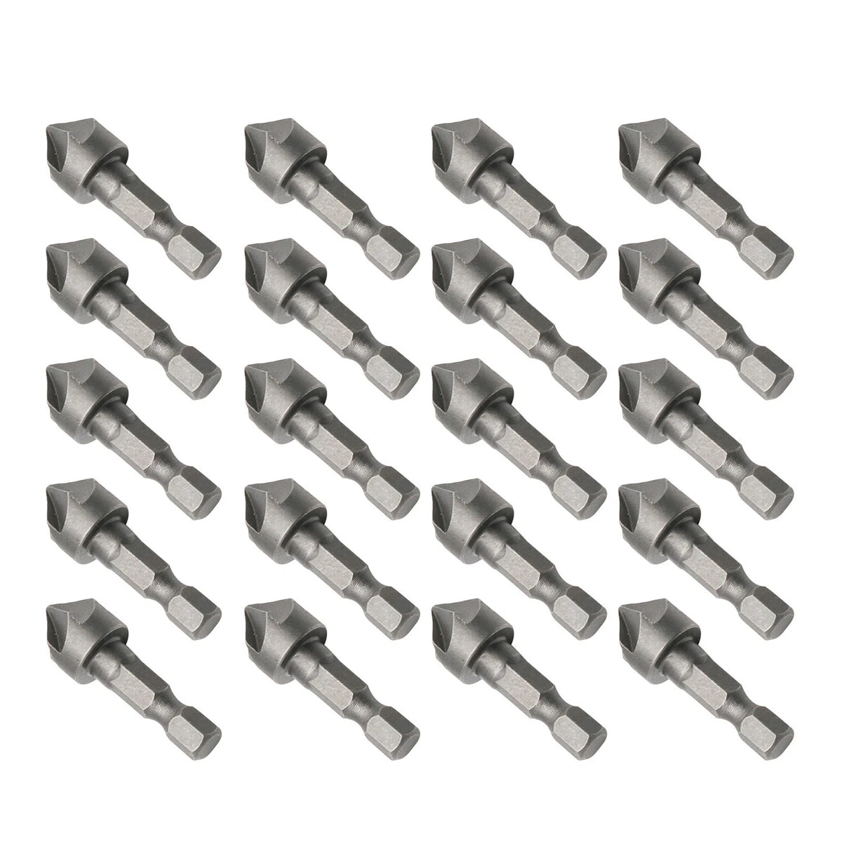 20PCS 6-Flute Countersink Cutter 90 Degree 1/4" Hex Shank for Aluminum Plastic