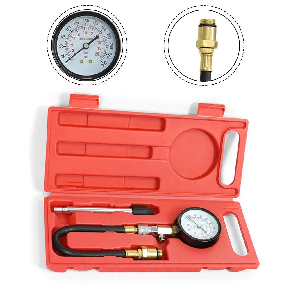 Compression Tester Kit for Gas Engines (Complete Hose Set & Pressure Gauge)