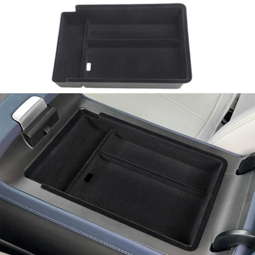 Flocked Liner Armrest Storage Box Flocked Material Multiple Compartments