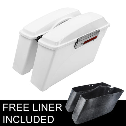 White Hard Saddlebags for Harley Touring Street Electra Glide FLHT (1994–2013)
