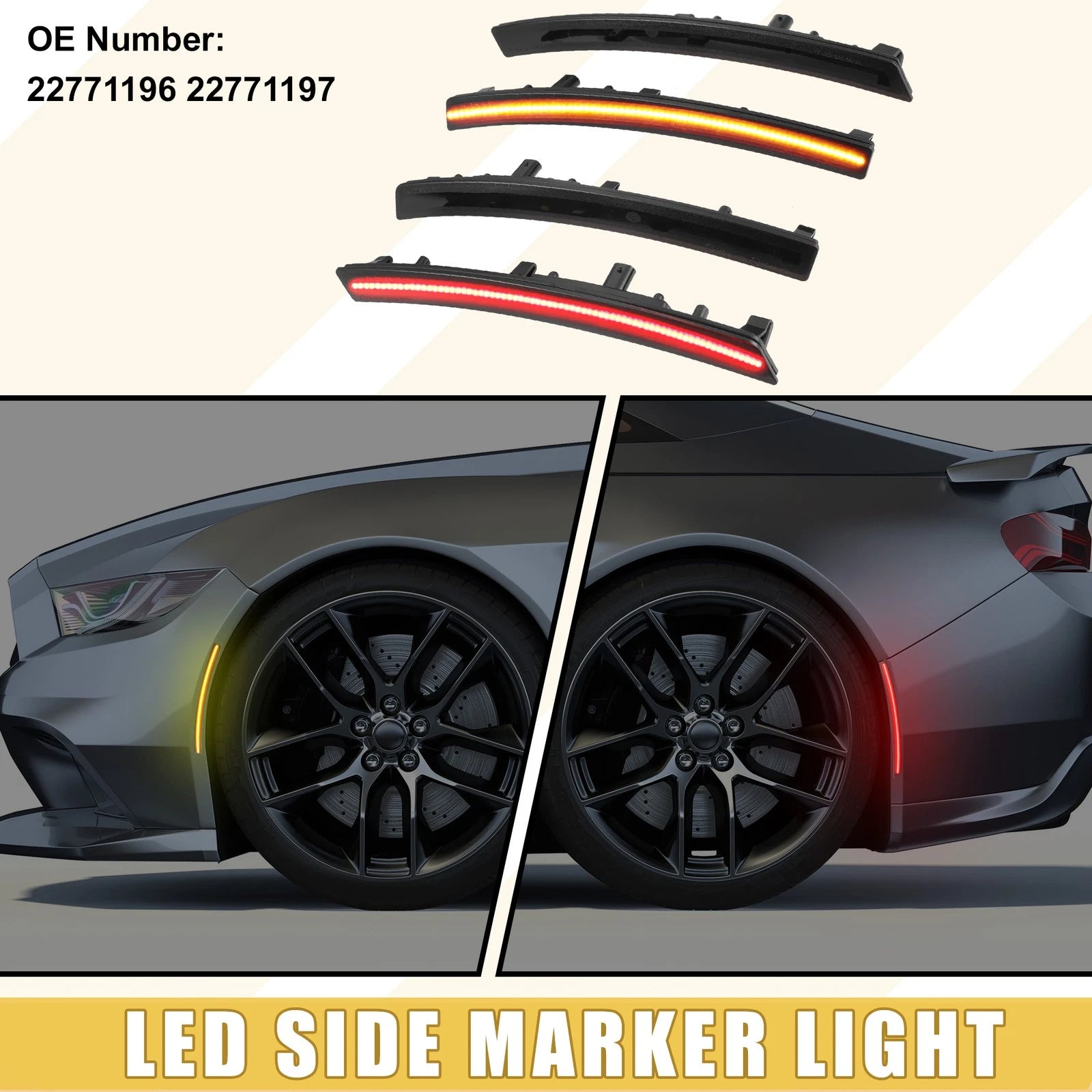 Front LED Side Marker Lights Set for Chevrolet Amber Red Pair (2007–2014)