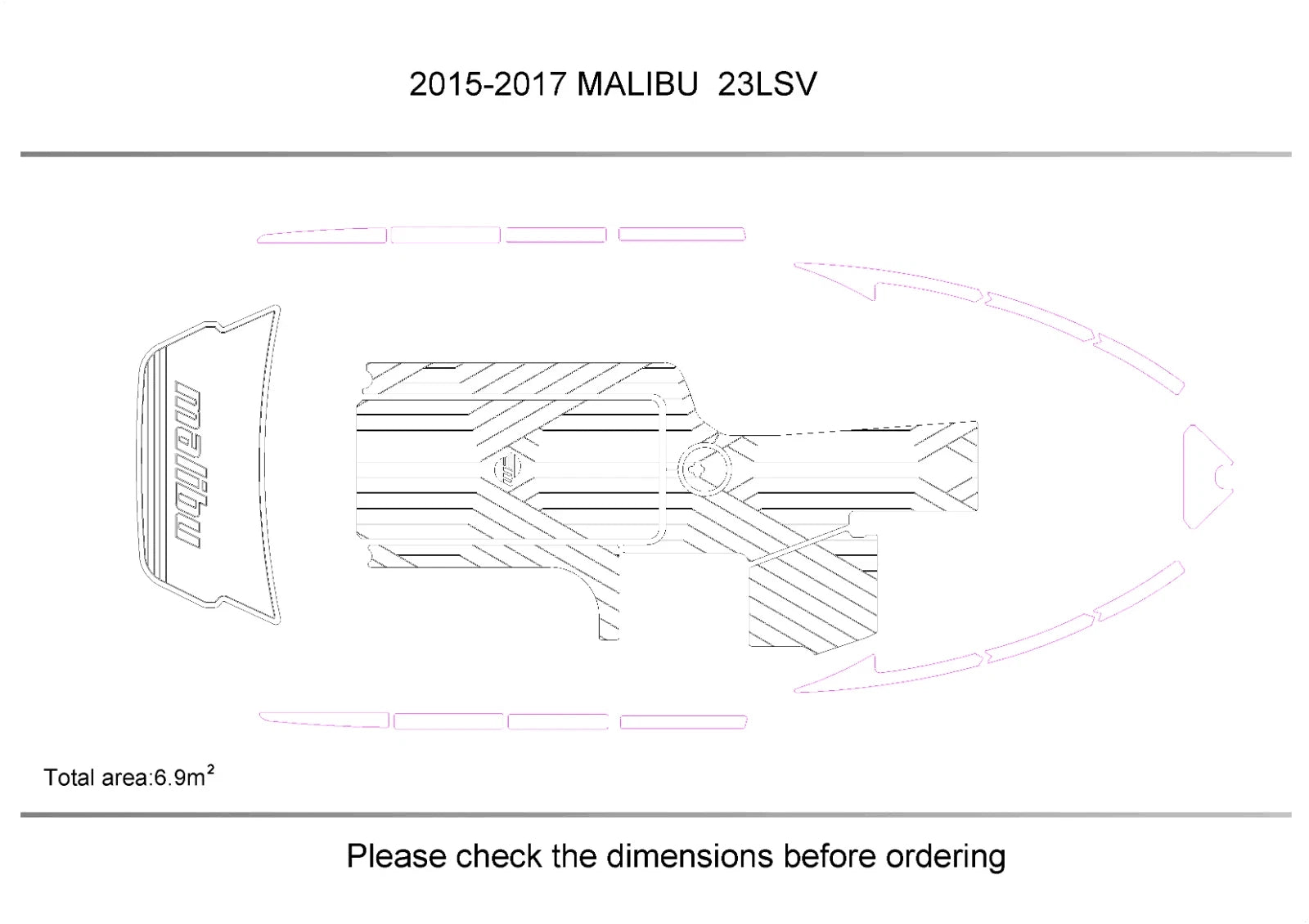 EVA Foam Teak Deck Pads for Malibu 23 LSV (2015–2017)