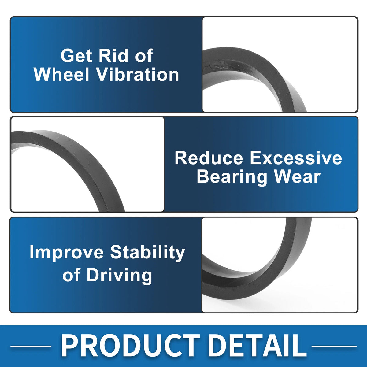 Set of 4 Wheel Hub Centric Rings for Car (68.1mm to 59.6mm) Black Polycarbonate