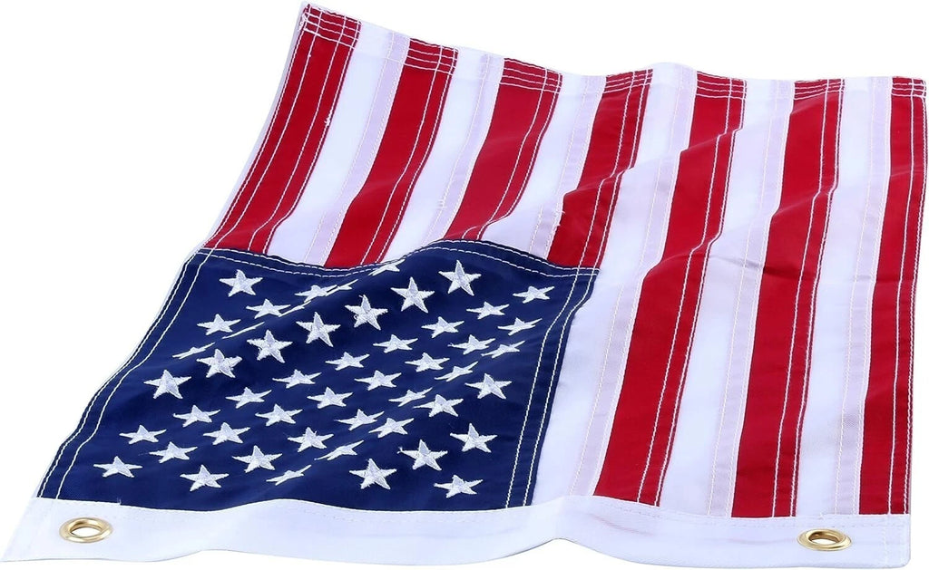2X 12"×18" Embroidered American Flag for Indoor Outdoor Use