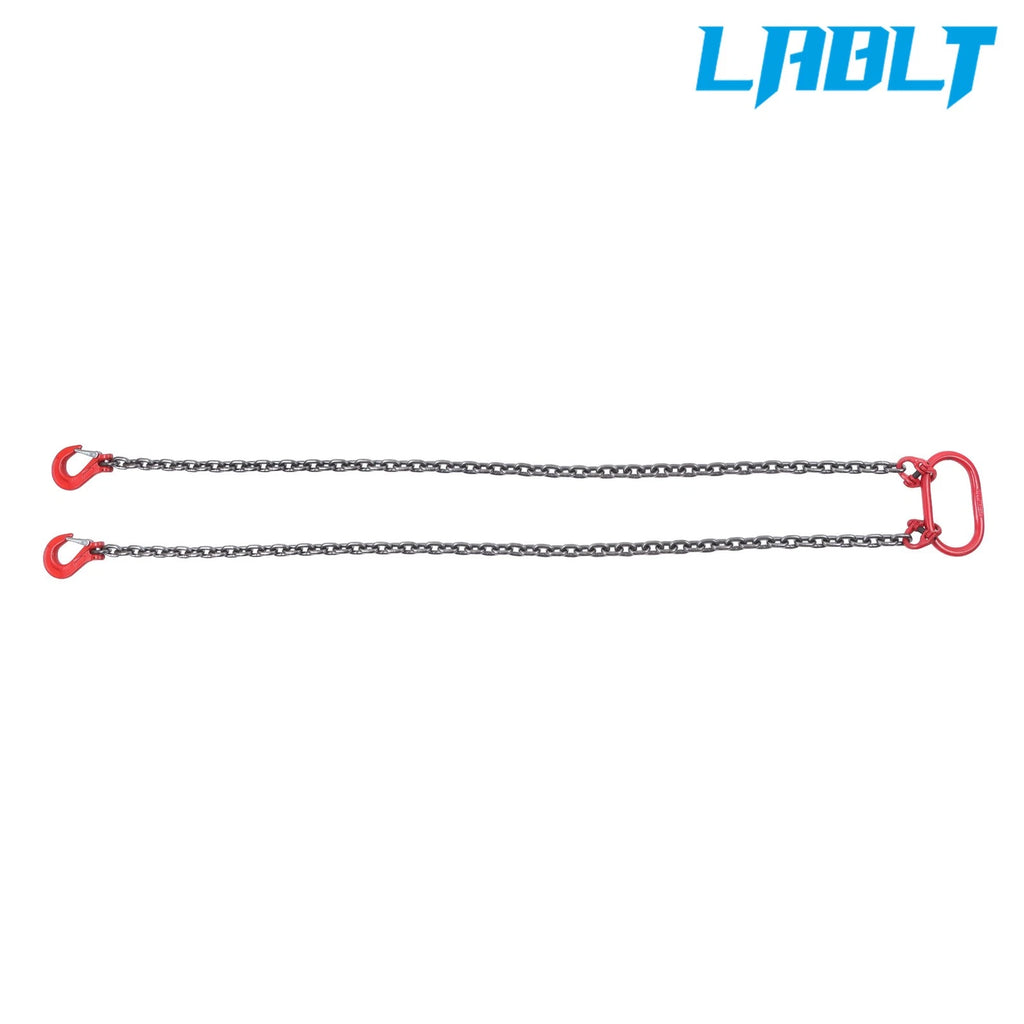 2X 5/16" × 5' G80 Chain Sling for Lifting with Grab Hooks (6600 lbs)