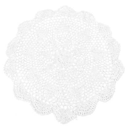 Set of 4 Round Cotton Crochet Lace Tablecloth Doilies for Dining Table Decor