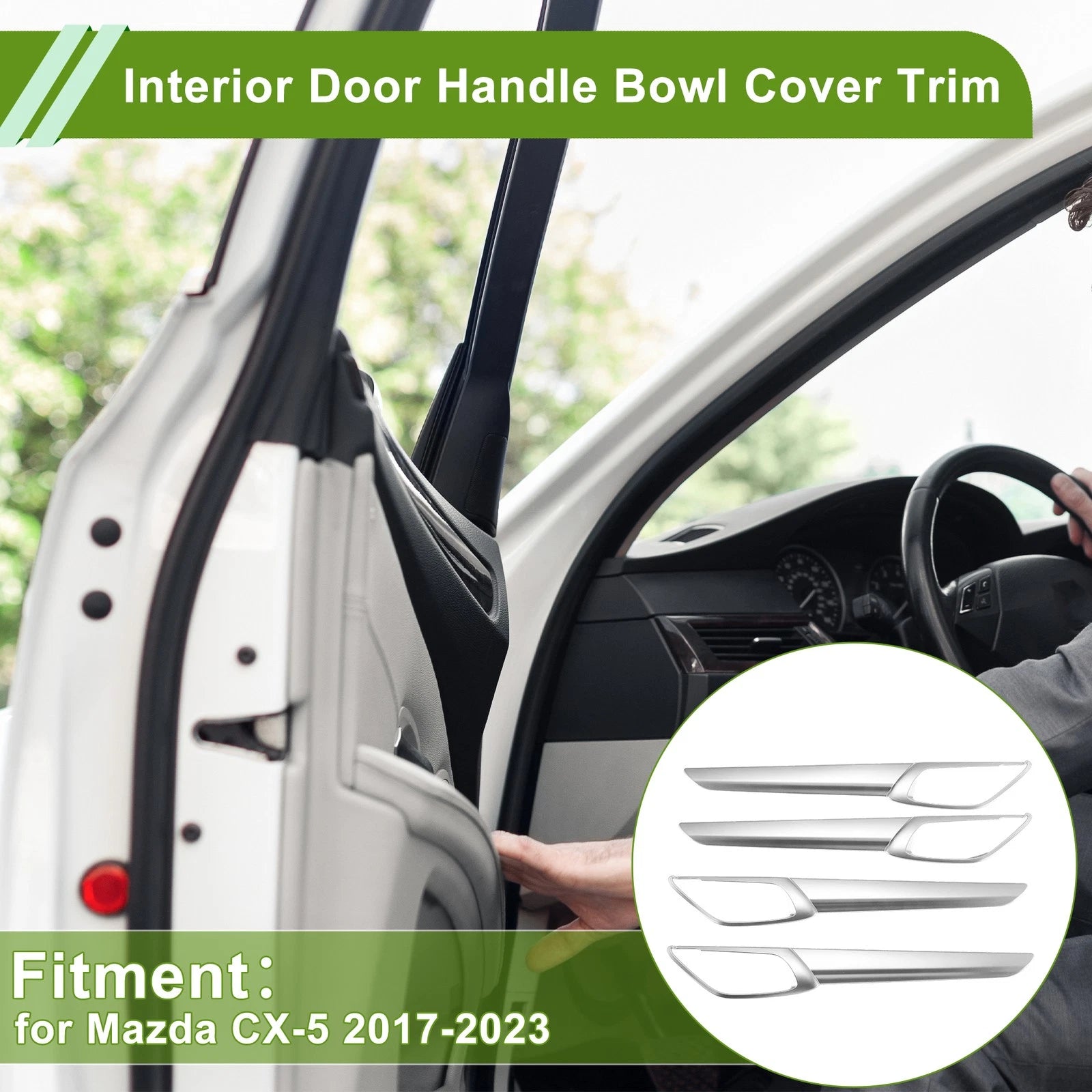 Interior Door Handle Bowl Cover Trim Plating ABS for Mazda CX-5 (2017–2023)