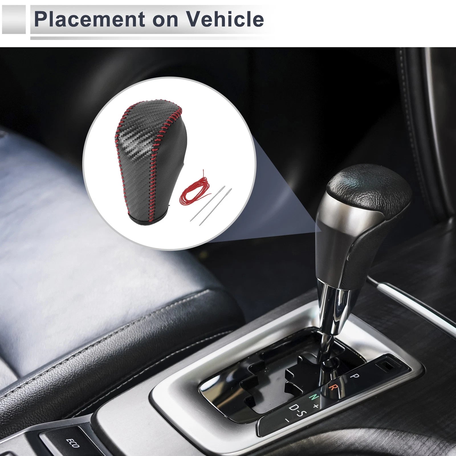 Gear Shift Knob Cover Replacement for BMW 3 Series (2004–2012) Black Red