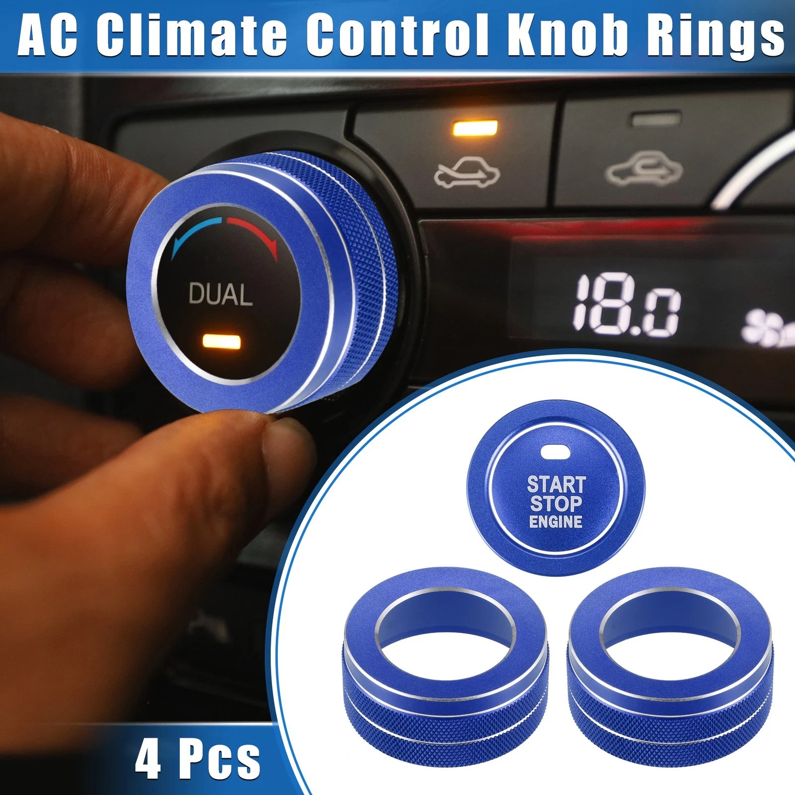 4 Pcs AC Climate Control Knob Ring Durable Replacement for Toyota RAV4 (2019–2023)
