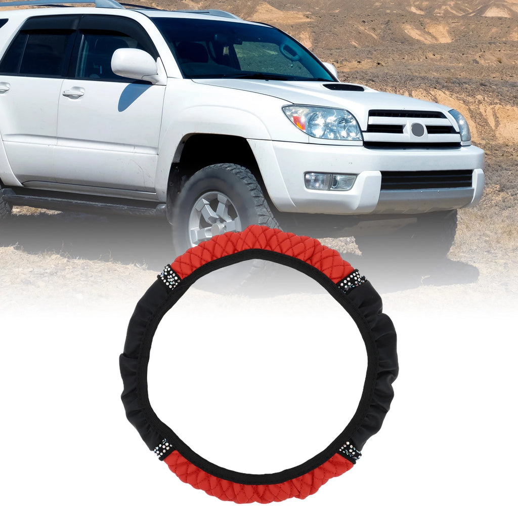 Steering Wheel Cover for Universal Vehicles (14.6"-15", Red)