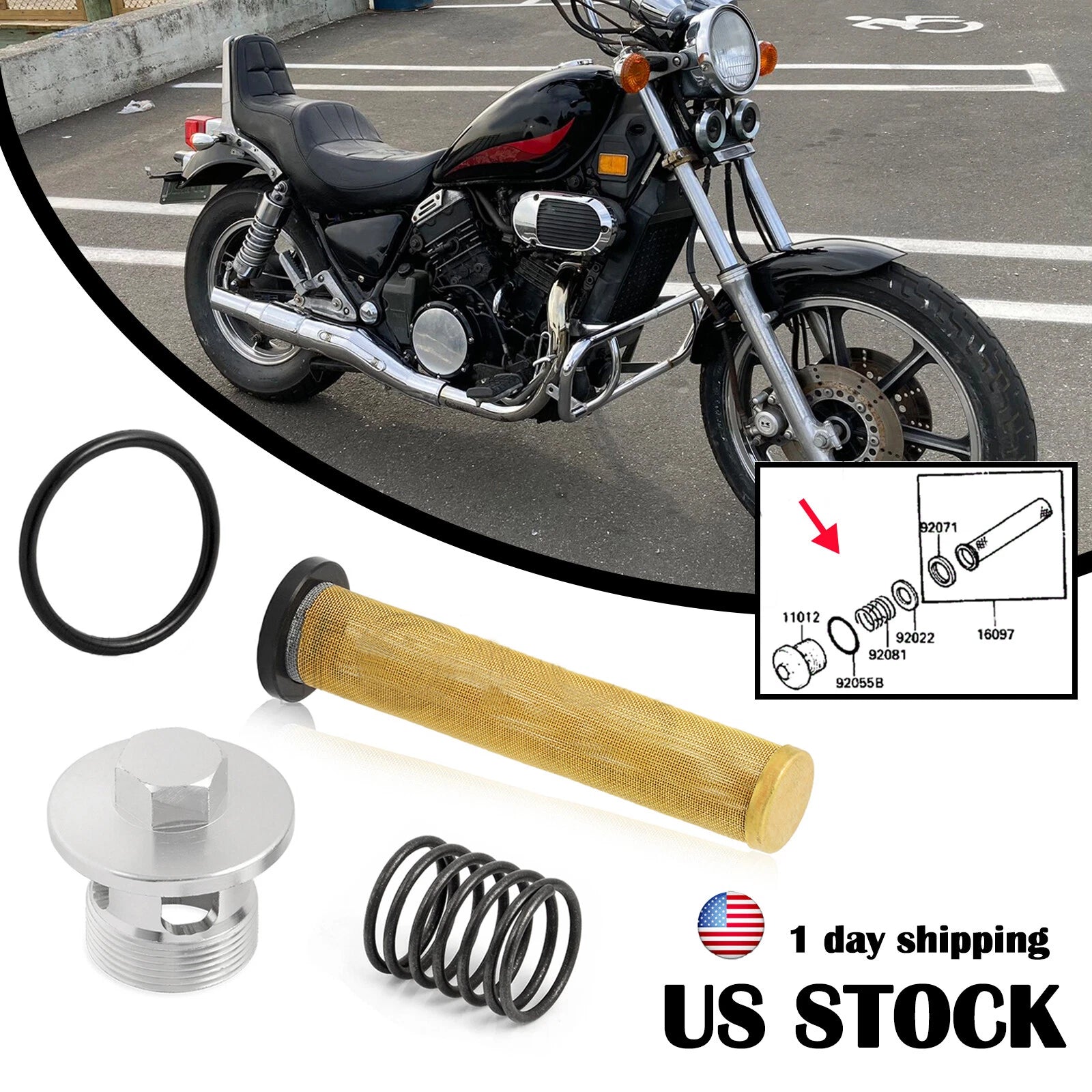 Oil Filter Screen Cap Spring for Kawasaki Vulcan 800 VN800 (1996–2006) 16097-1058
