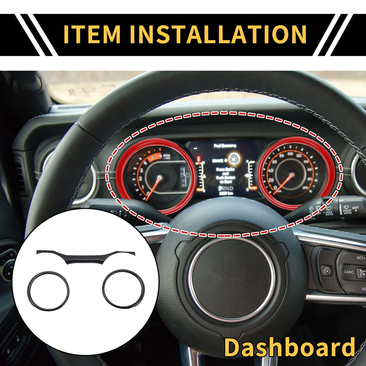 Dashboard Panel Ring Cover for Jeep Wrangler JL JLU (2018–2023) Carbon Fiber