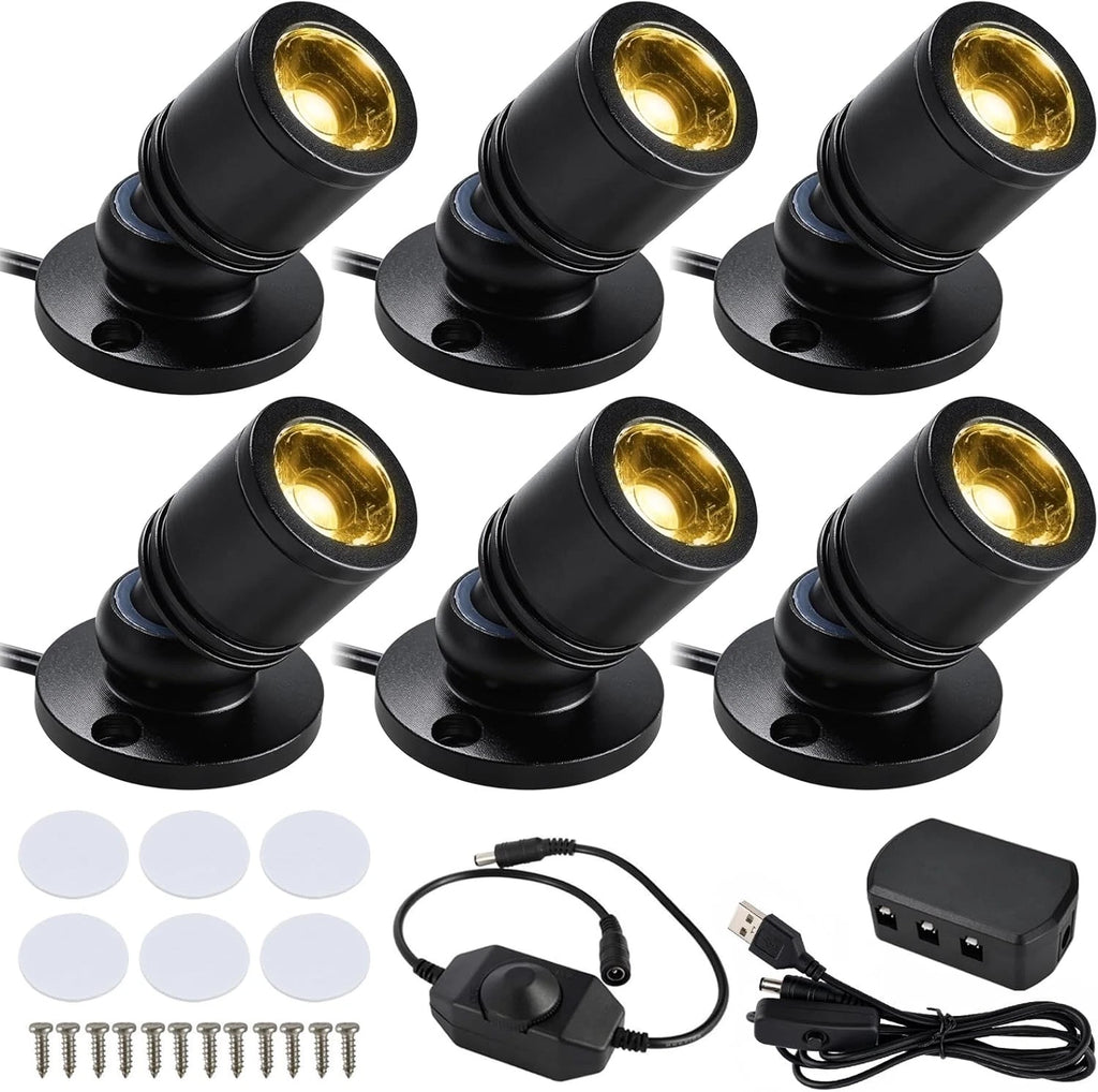 6 Pack Mini LED Spotlight for Display Cabinet (Warm White/Cool White/Multicolor)