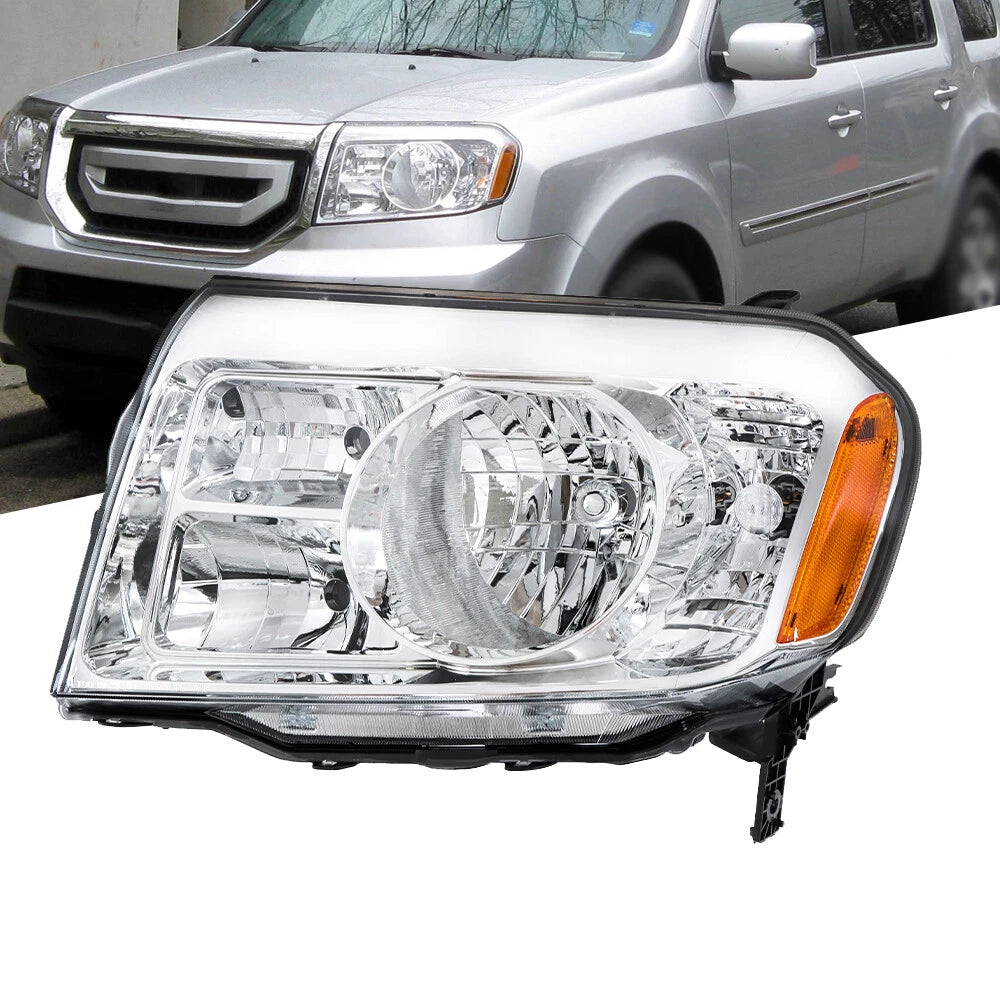 Headlight Assembly for Honda Pilot (2009–2011) Left Driver Side Halogen Clear