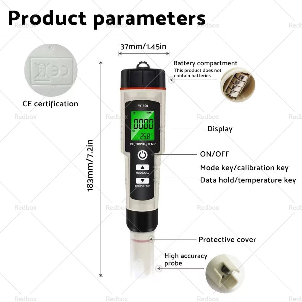 4-in-1 Hydrogen-Rich Water Quality Meter Tester for