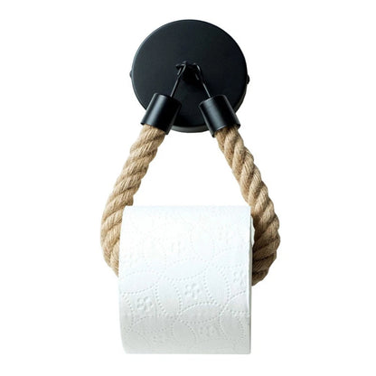 Rustic Hemp Rope Toilet Paper Holder for Bathroom (Wall Mounted)