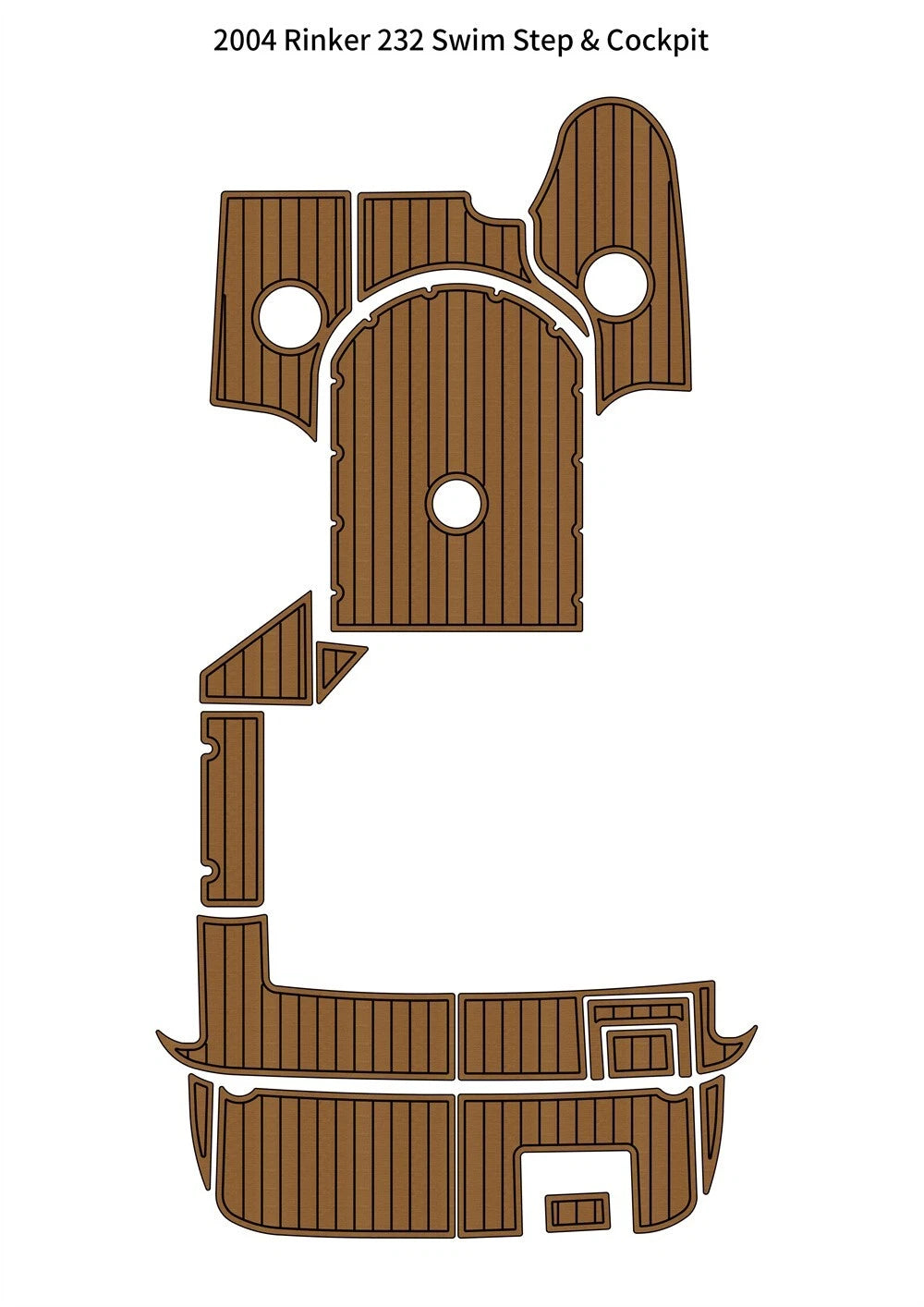 EVA Foam Cockpit Pad for Rinker 232 (2004) - Faux Teak Deck Floor Mat