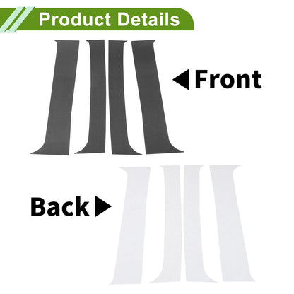 4pcs Door Pillar Window Trim for Chevy Silverado Carbon Fiber Pattern Black (2014–2018)