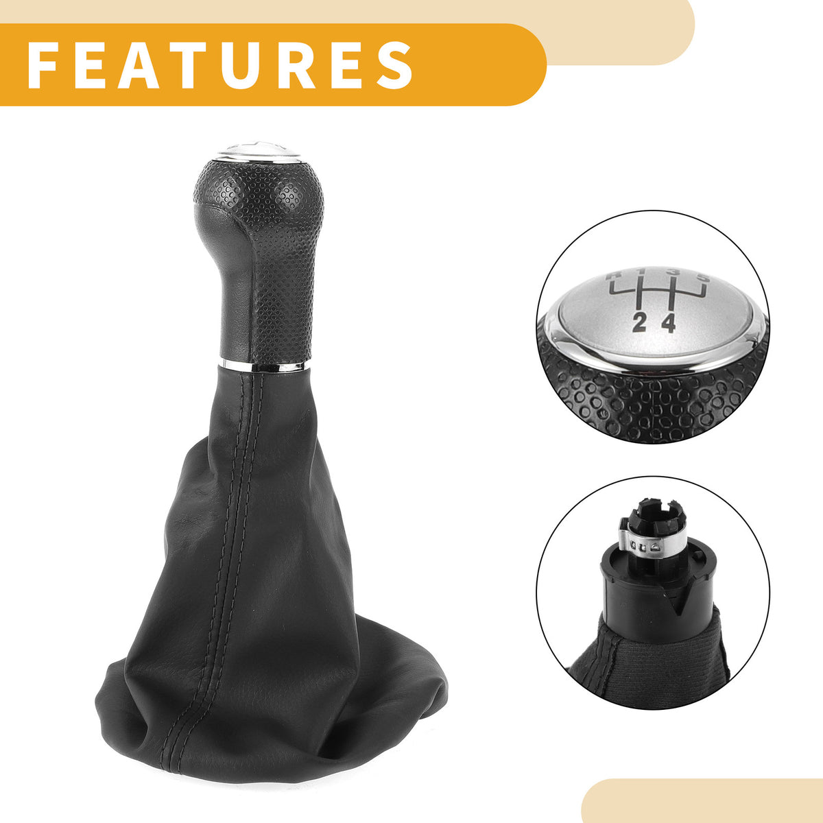 5 Speed Gear Shifter Knob with Cover Replacement for Volkswagen Polo (1996–2001)
