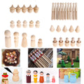 Set of 4 Unfinished Wooden Peg Dolls for Kids Christmas Gift