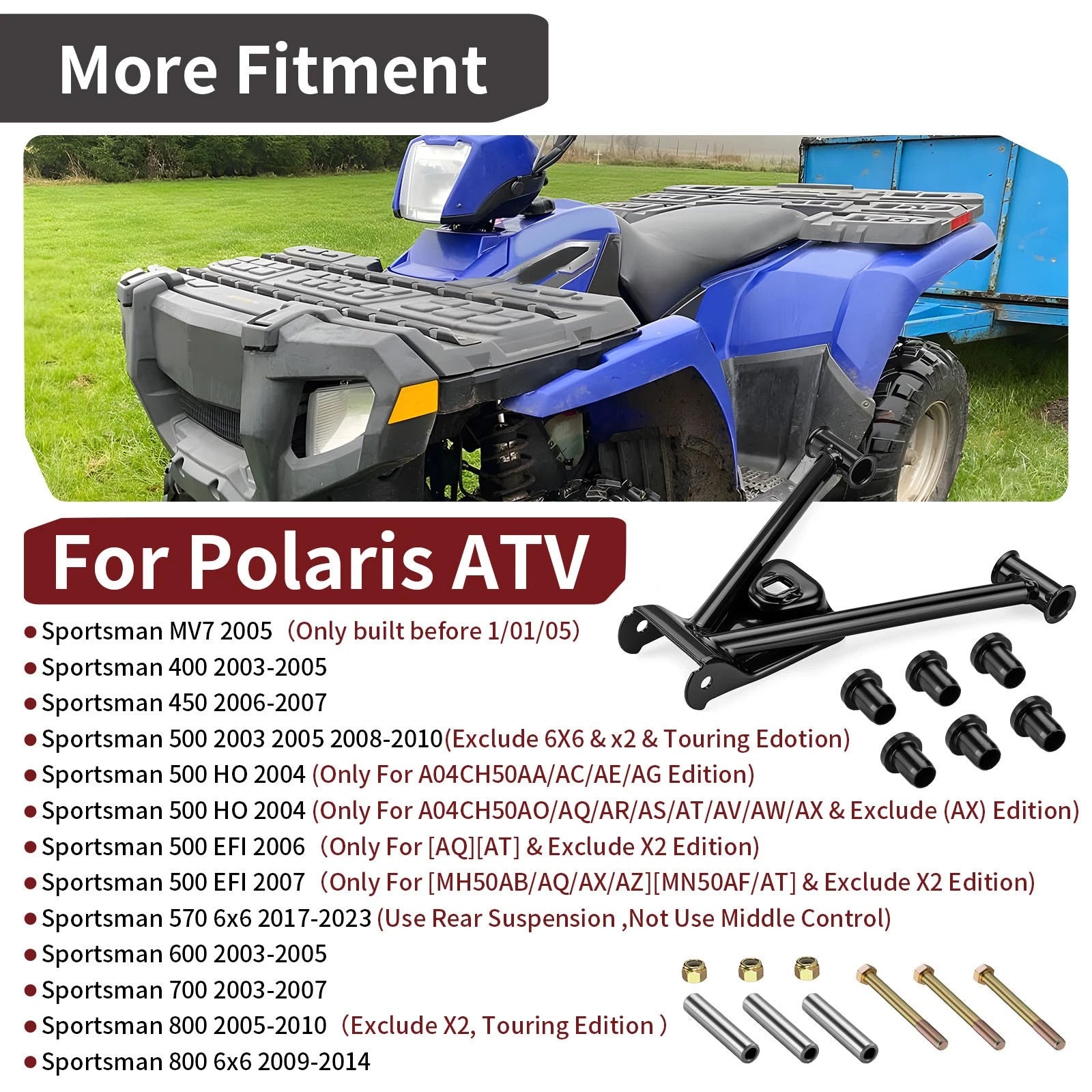 Rear Upper Right A-Arm w/ Bushing Kit for Polaris Sportsman 800 6x6 (2009–2014)