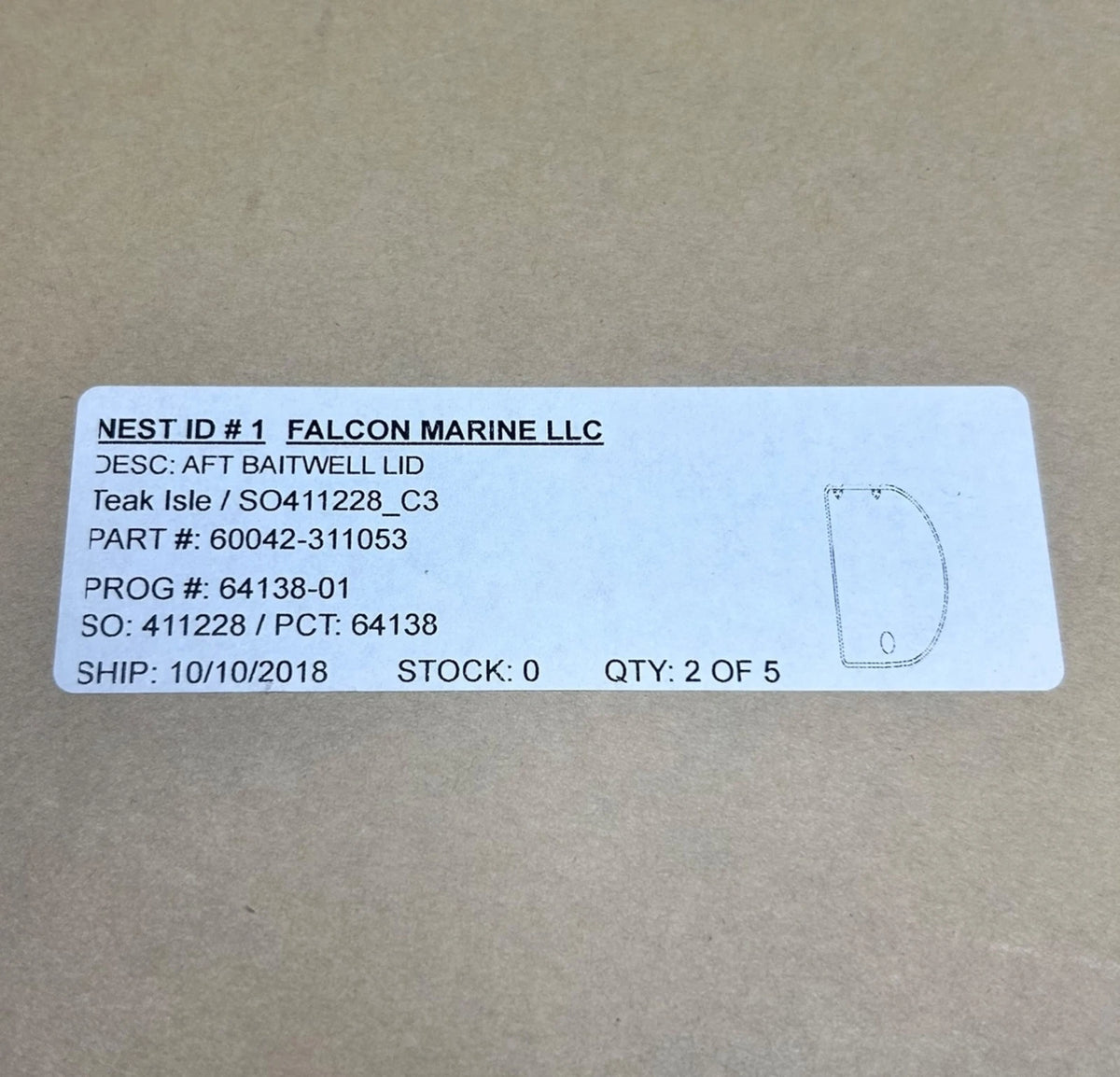 Aft Baitwell Lid for Falcon 26 Offshore (17.5'' x 17.5'')