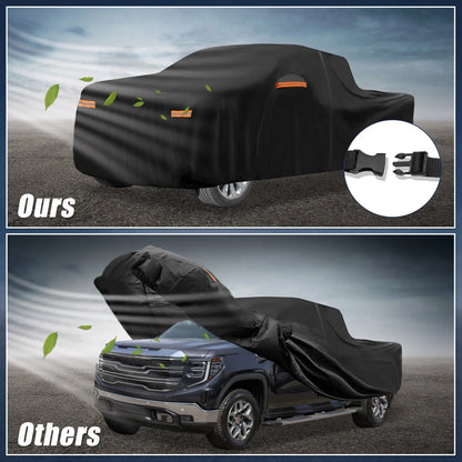 Waterproof Car Cover for GMC Sierra 6.6ft Bed (210D-PU, Black)