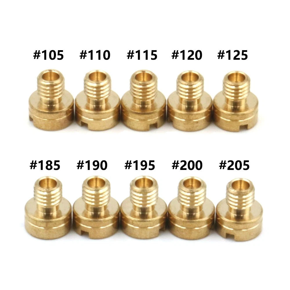 10pcs Carb Main Jet for Mikuni N100/604 (#105, #110, #115, #120, #125, #185, #190, #195, #200, #205)