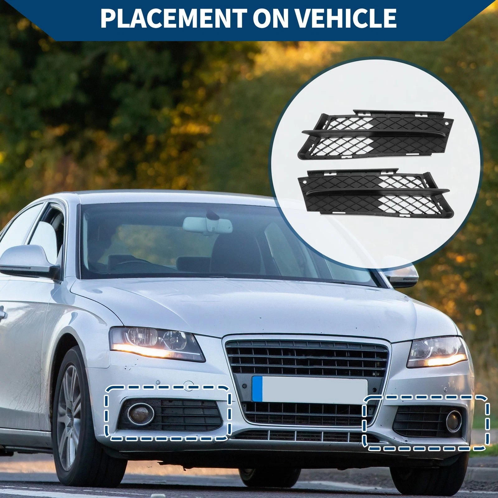 Pair Front Fog Light Grilles Replacement for BMW 3 Series (2012–2019)