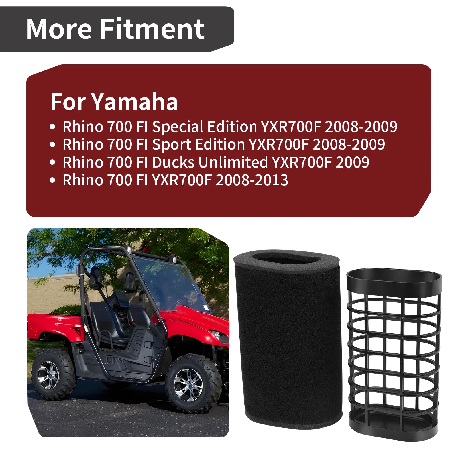 Air Filter w/ Cage Holder for Yamaha Rhino 700 YXR700F (2008–2013) 5B4-E4472-00-00