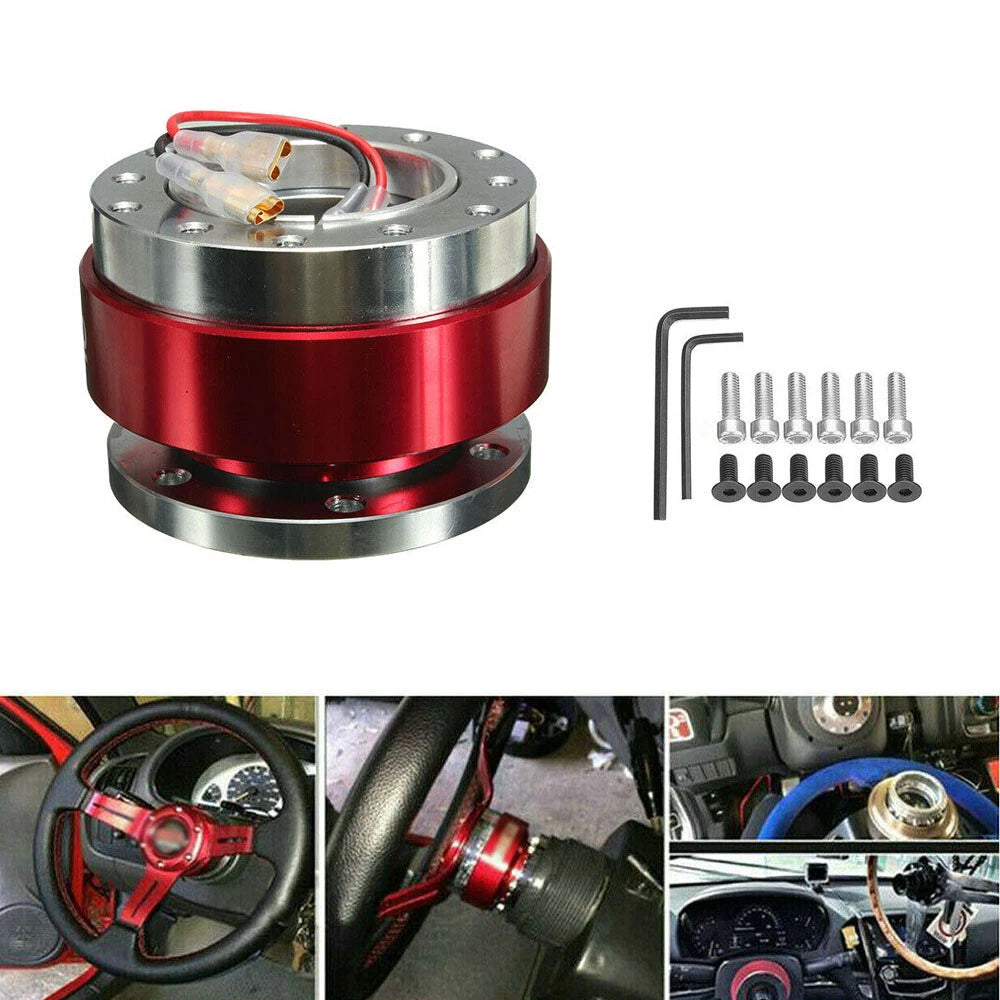 Steering Wheel Quick Release Hub Adapter for Universal Vehicles (Red)