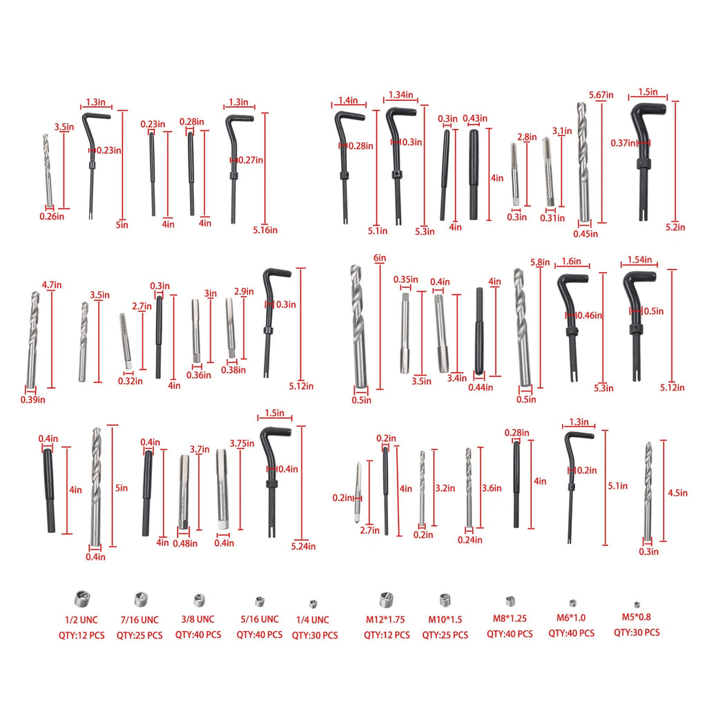 Helicoil Thread Repair Kit 338-Piece SAE & Metric Rethreading Tool