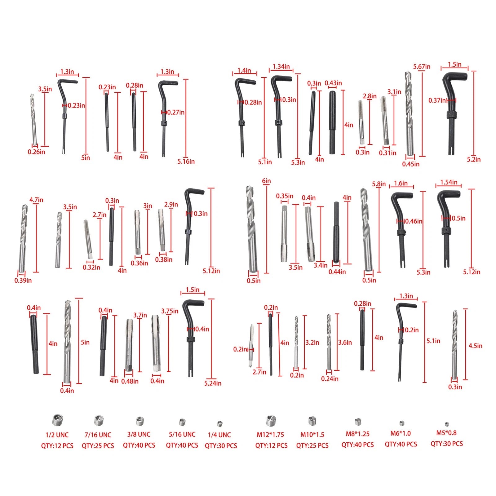 Helicoil Thread Repair Kit 338-Piece SAE & Metric Rethreading Tool