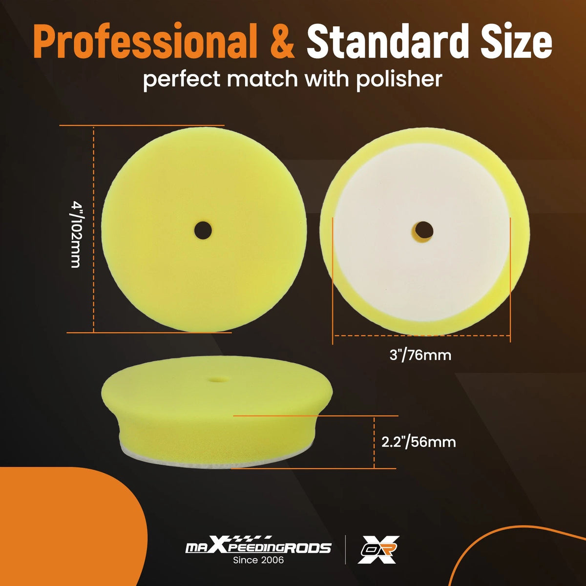 2X Buffing Pad Foam Polishing Pads 4" for Orbital Tool (3" Backing Plate)