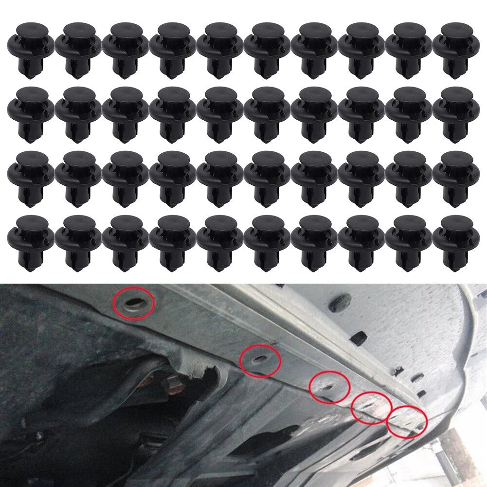 40 Pieces Black Nylon Clips for Bumper and Side Skirt Trim