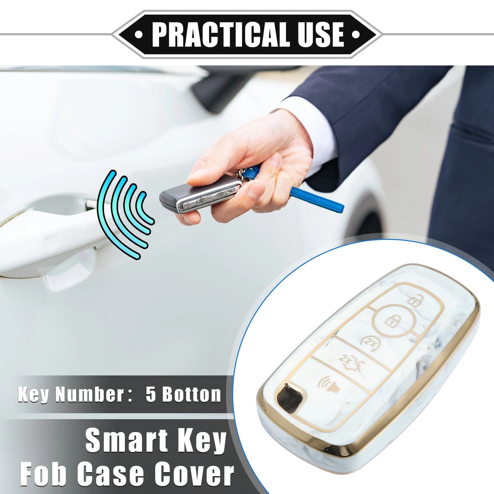 Key Fob Cover for Ford Smart Key 5 Button (Compatible)