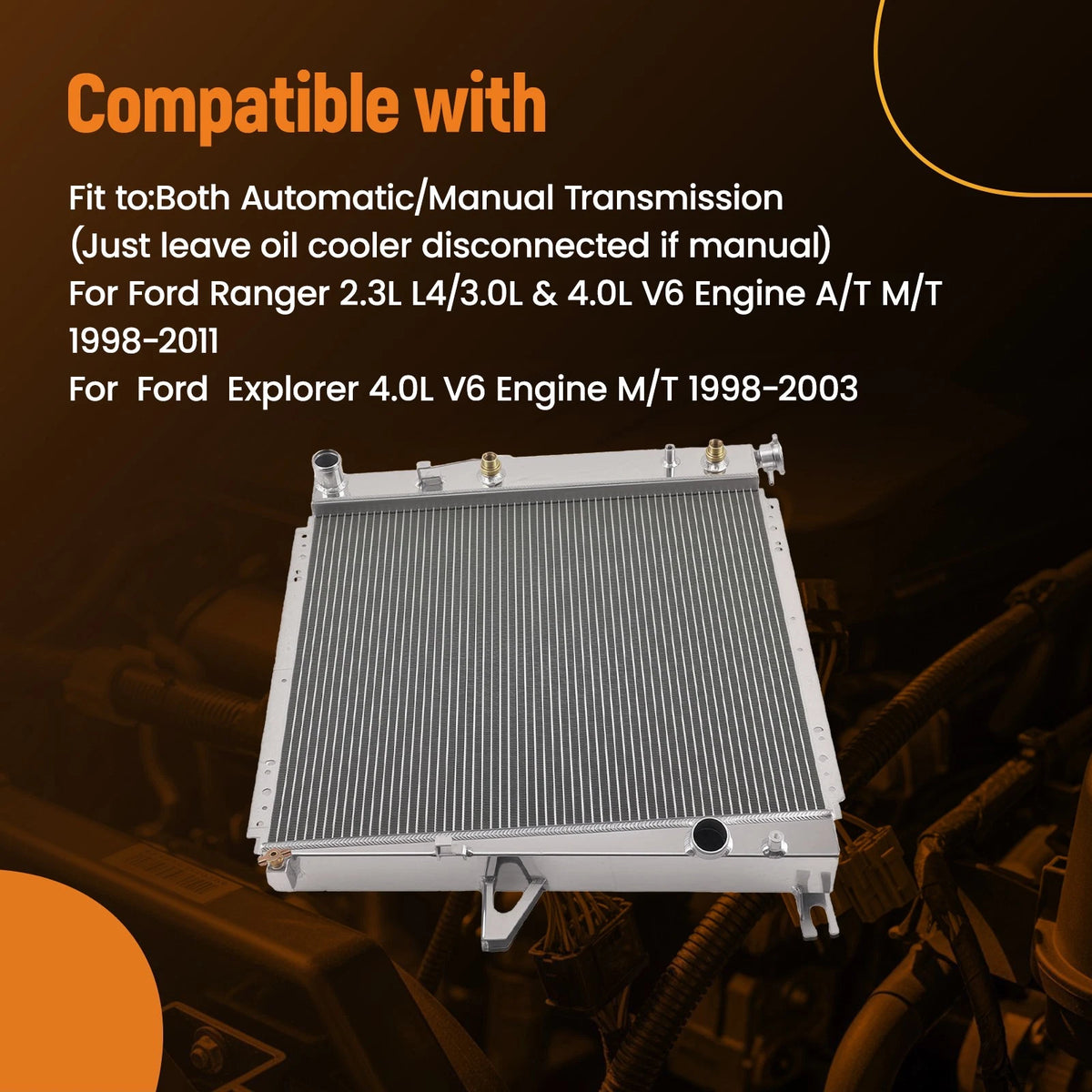 Coolant Radiator for Mazda B4000 4.0L V6 (1998–2010) 2173 Aluminum 2Row