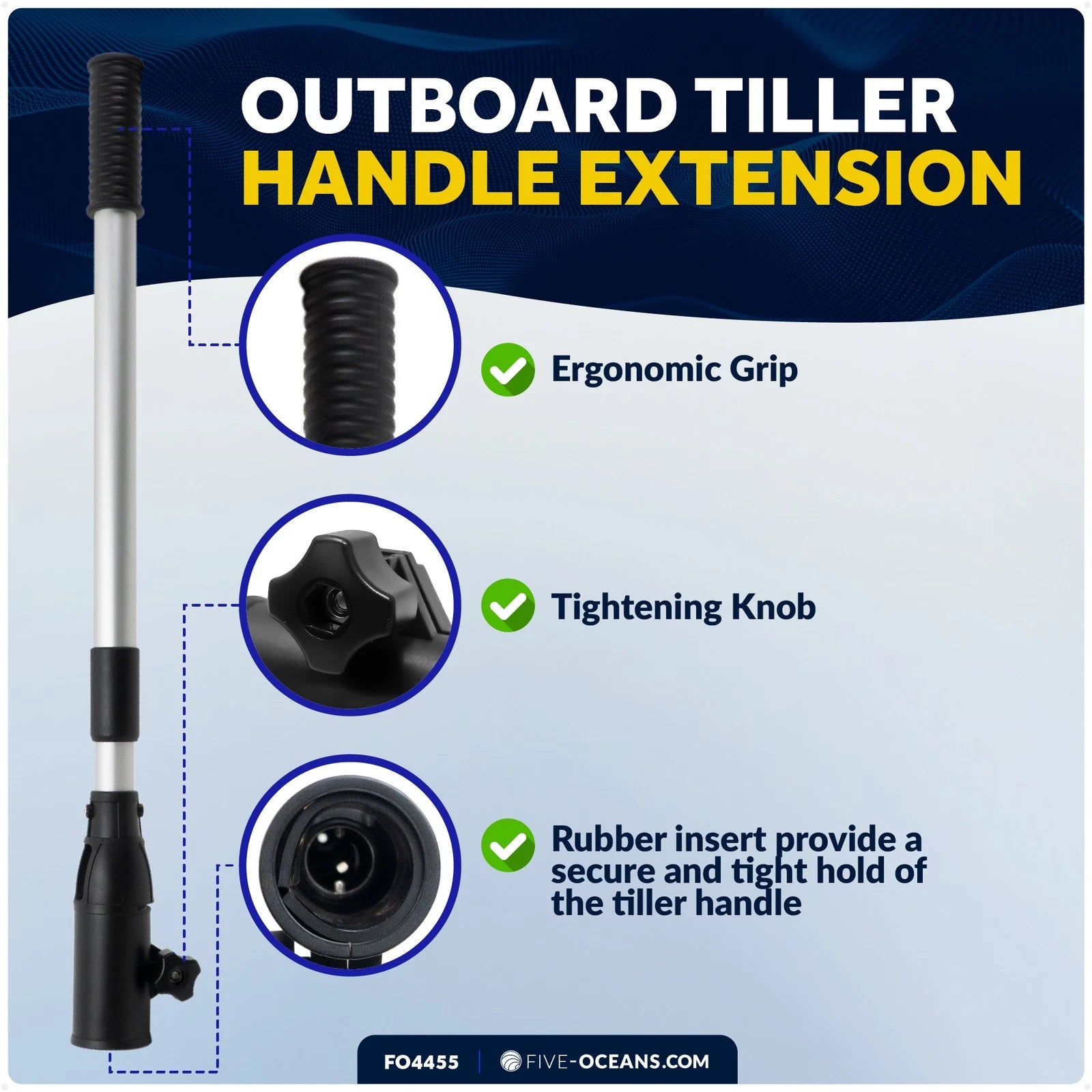 Telescopic Tiller Extension Handle for Outboard & Trolling (Extends 25"–40")