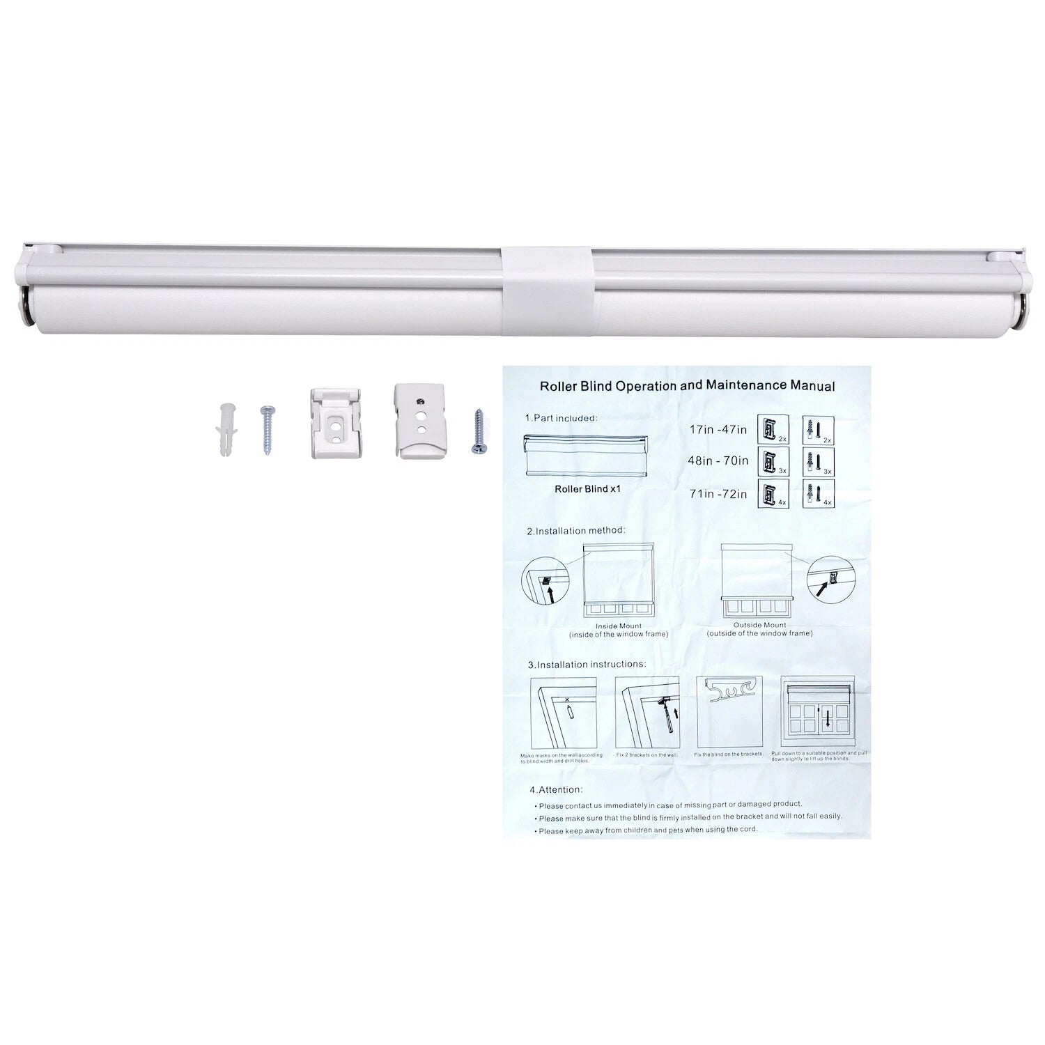 Cordless Roller Shades 28"x72" Waterproof Insulated for Windows